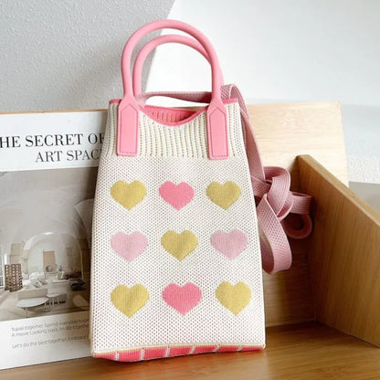 Heart Pattern Knitted Phone Crossbody Bag BG315-2 (12PC)
