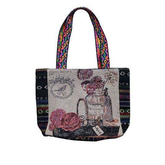 Elephant Bird Flower Embroidery Tote Shoulder Bag BG4107-16 (12PC)