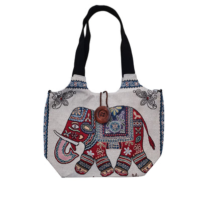 Elephant Embroidery Tote Shoulder Bag BG4107-1 (12PC)