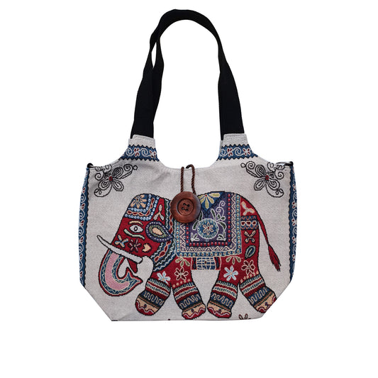Elephant Embroidery Tote Shoulder Bag BG4107-1 (12PC)