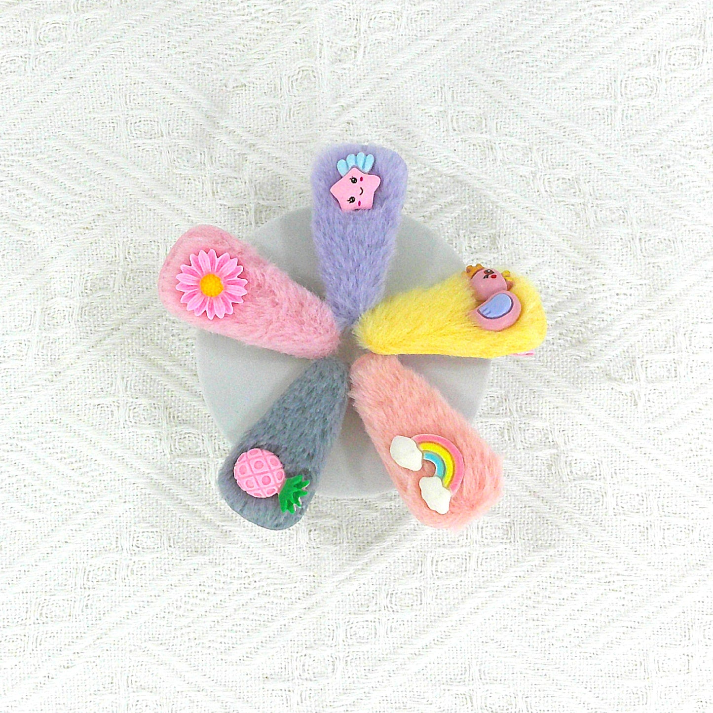 Kids Cute Cartoon Pom Pom Hair Clips BH4229-3 (12PC)