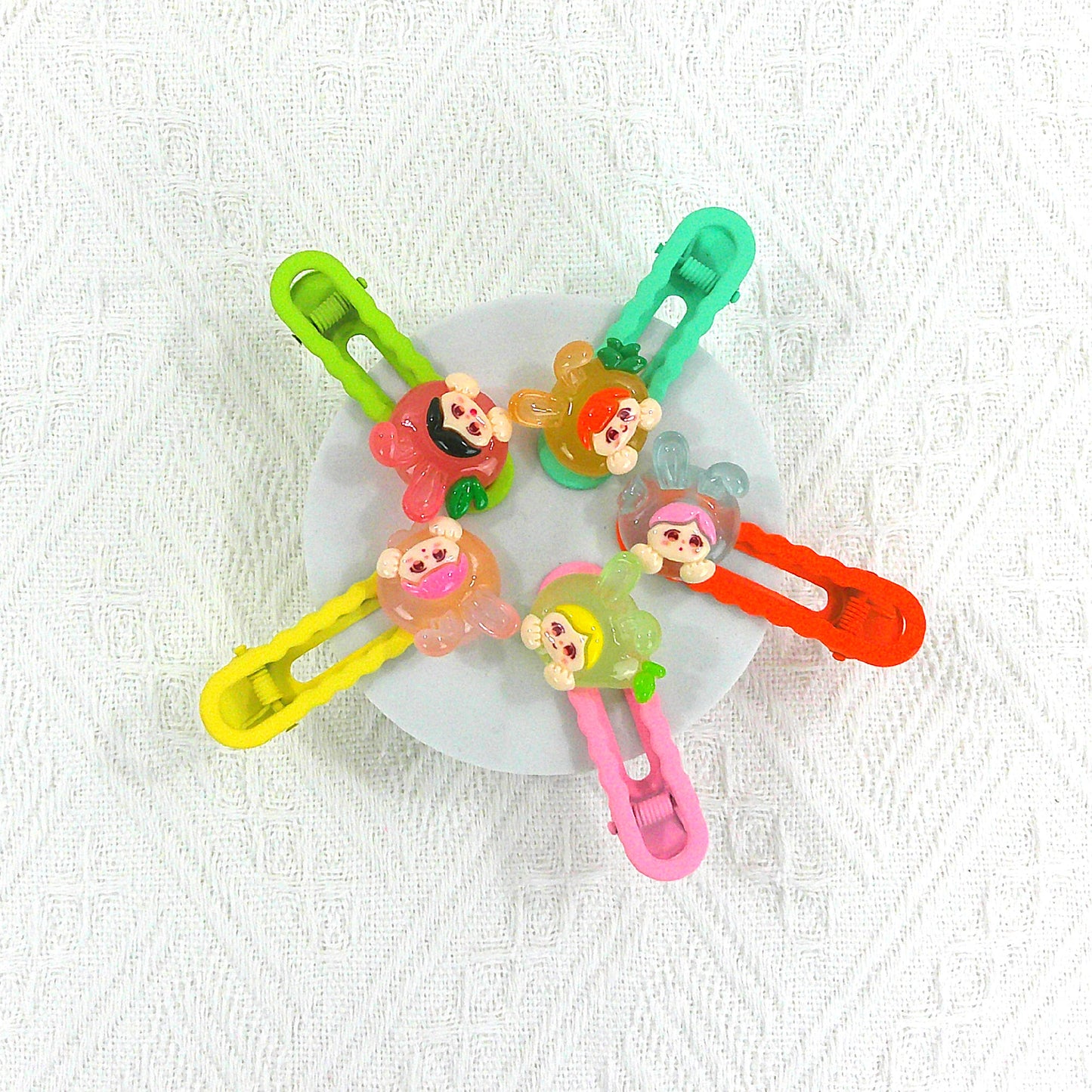 KIDS CUTE CHARM COLORFUL HAIR CLIP 4977-19 (5CASE)