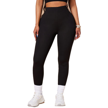 Elasticized Waistband Black Leggings LGR1 (6PC)