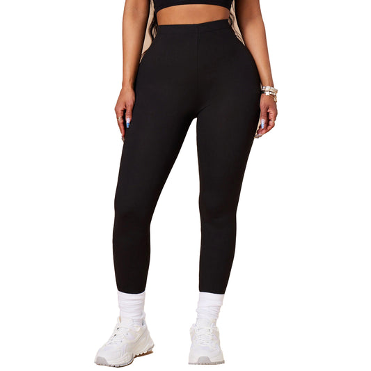 Elasticized Waistband Black Leggings LGR1 (6PC)