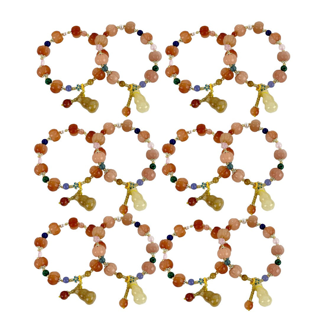 Natural Stone Chinese Lucky Pumpkin Bracelet CBR3719-12A (12PC)