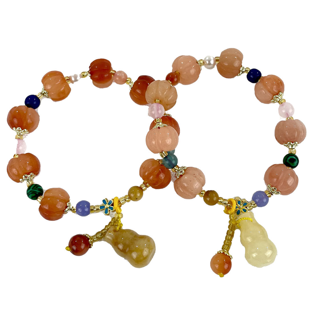 Natural Stone Chinese Lucky Pumpkin Bracelet CBR3719-12A (12PC)