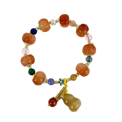 Natural Stone Chinese Lucky Pumpkin Bracelet CBR3719-12A (12PC)
