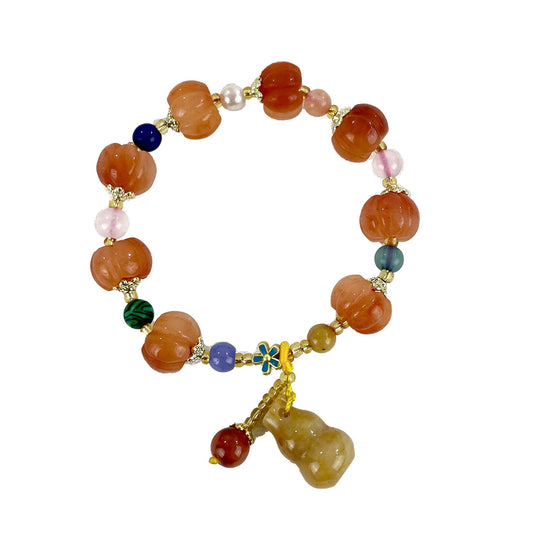 Natural Stone Chinese Lucky Pumpkin Bracelet CBR3719-12A (12PC)