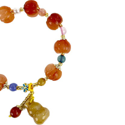 Natural Stone Chinese Lucky Pumpkin Bracelet CBR3719-12A (12PC)