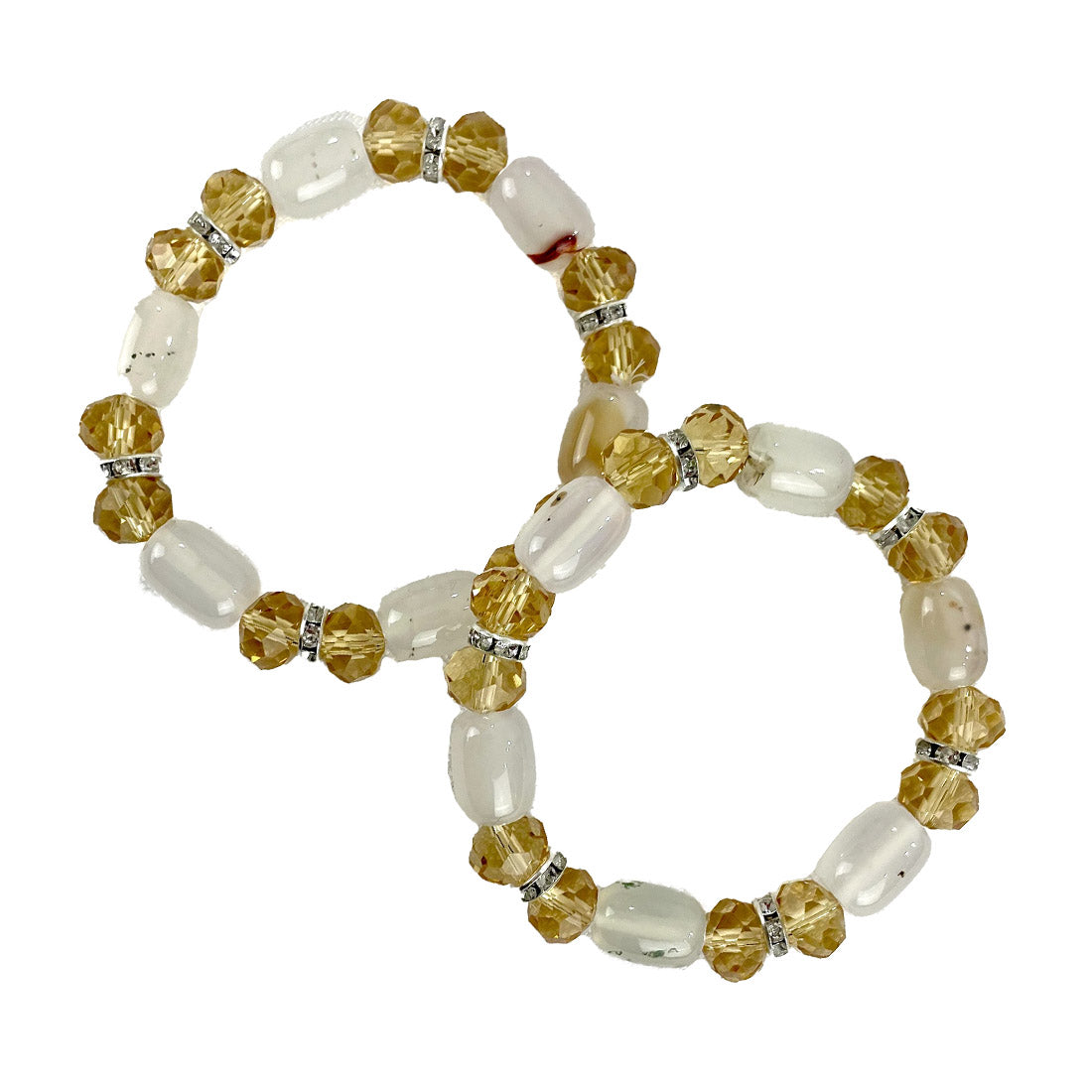 Natural Stone N Rhinestone Bracelet CBR3719-7 (12PC)