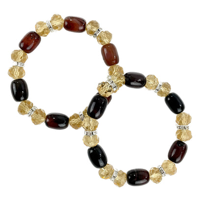 Natural Stone N Rhinestone Bracelet CBR3719-7 (12PC)