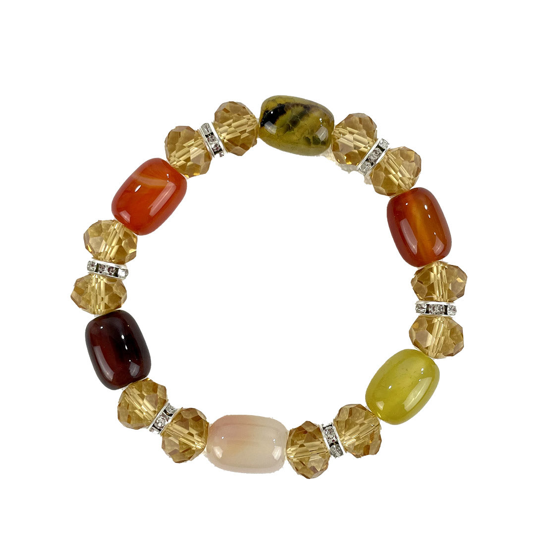 Natural Stone N Rhinestone Bracelet CBR3719-7 (12PC)