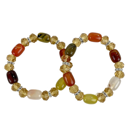 Natural Stone N Rhinestone Bracelet CBR3719-7 (12PC)