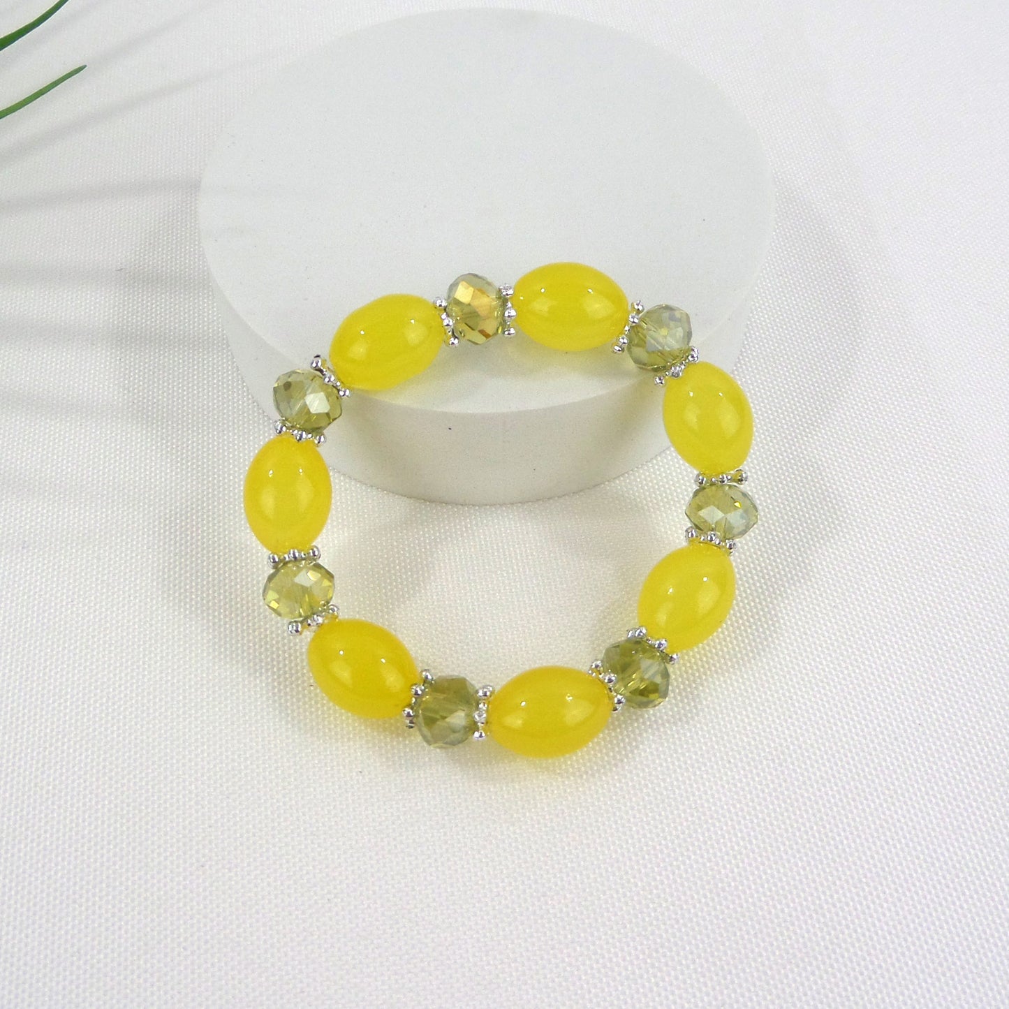 Natural Stone Bracelet CBR3719-9YE (12PC)
