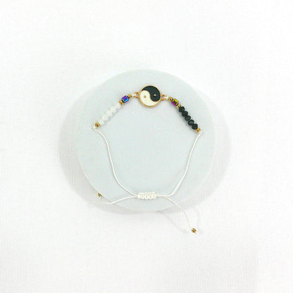 Bead Yin Yang Charm Adjustable Bracelet BR3724-10 (12PC)