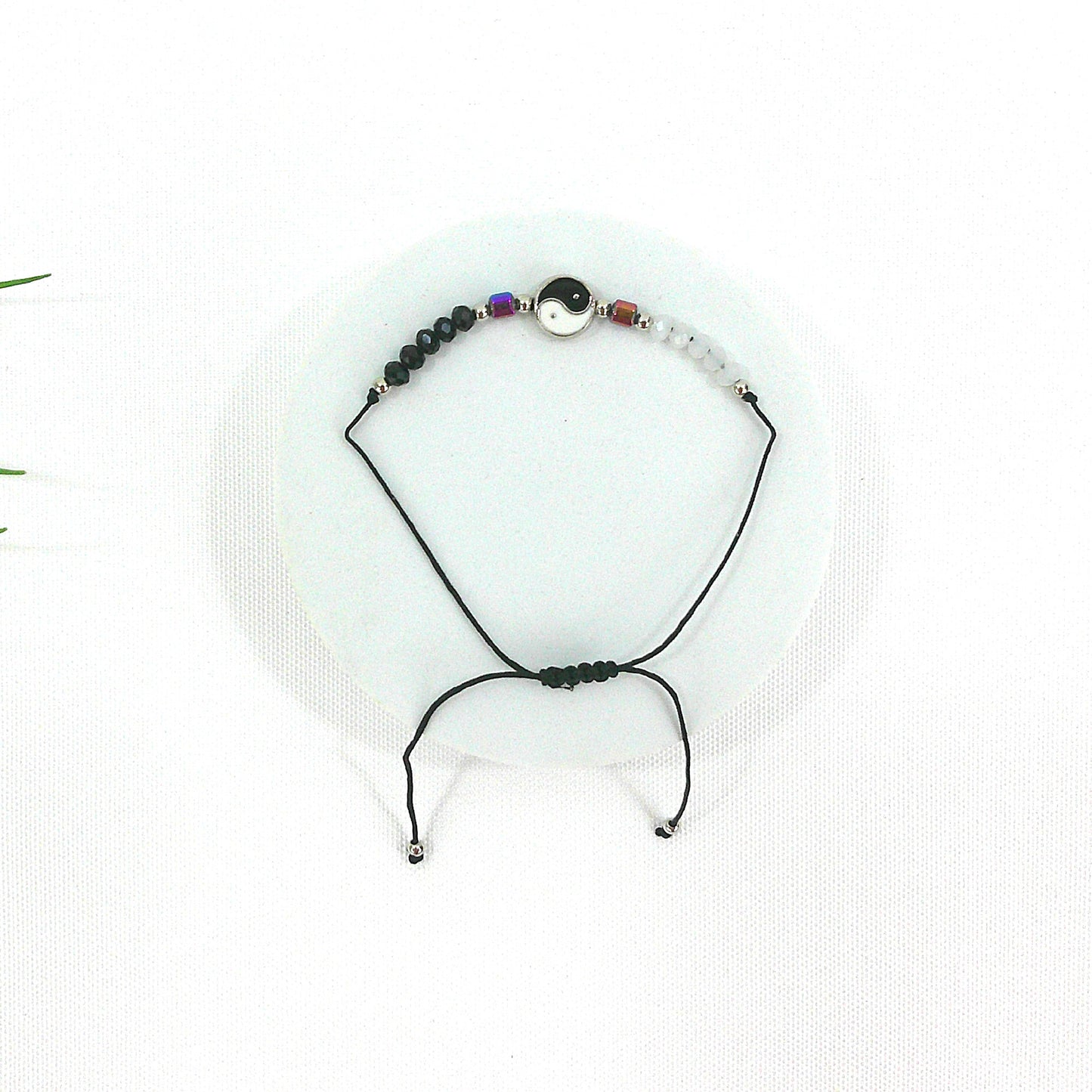Bead Yin Yang Charm Adjustable Bracelet BR3724-11 (12PC)