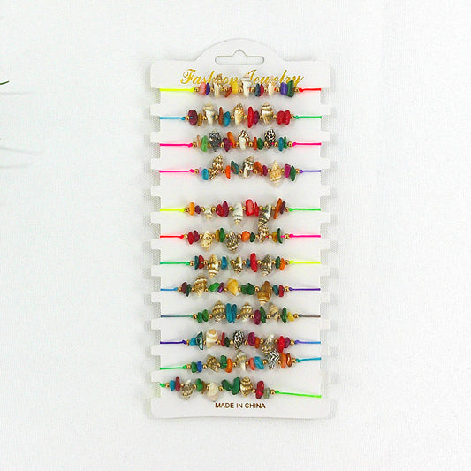 Turban Shell Adjustable Bracelet BR3724-17 (12PC)