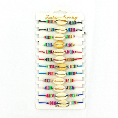 Bead Shell Adjustable Bracelet BR3724-23 (12PC)