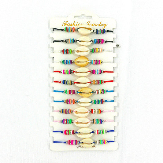 Bead Shell Adjustable Bracelet BR3724-23 (12PC)