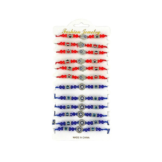 Bead Evil Eye Charm Adjustable Bracelet  BR3724-6 (12PC)