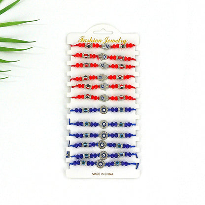Bead Evil Eye Charm Adjustable Bracelet  BR3724-6 (12PC)
