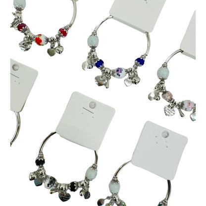 Heart Charm Stretch Bangle Bracelet BR4218-1 (12PC)