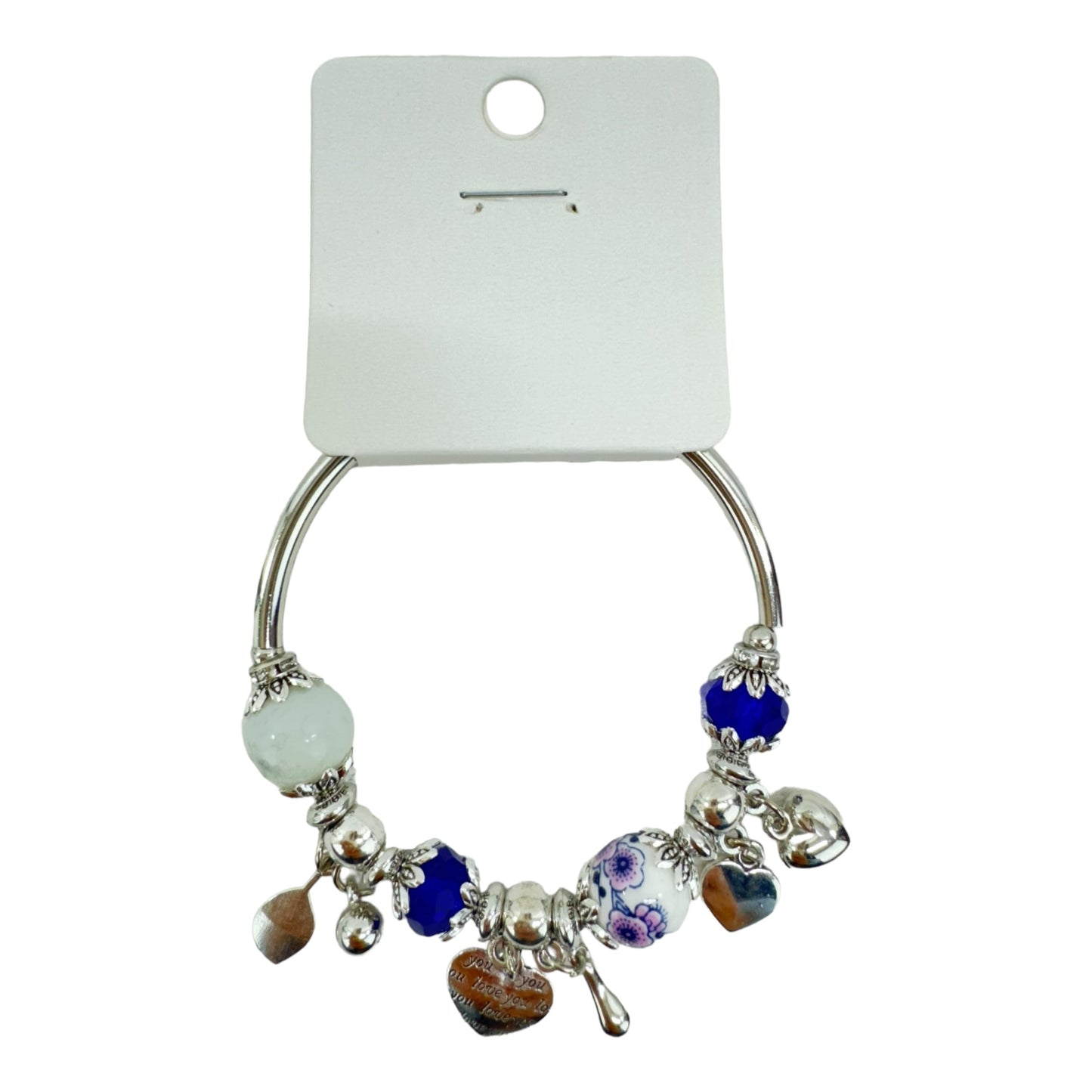 Heart Charm Stretch Bangle Bracelet BR4218-1 (12PC)