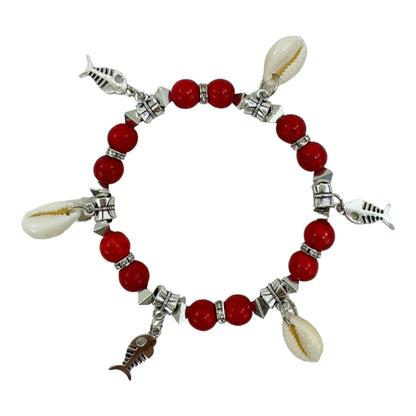 Natural Stone Shell Charm Bracelet BR4226-7 (12PC)