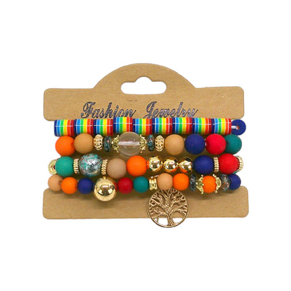 Natural Stone the Tree of Life Charm Bracelet Set BR4228-3- C (12PC)