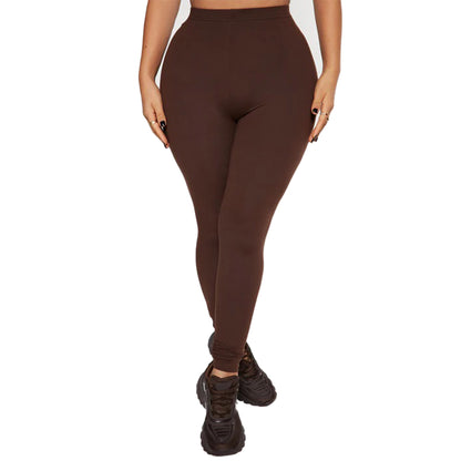 Elasticized Waistband Brown Leggings LGR2 (6PC)