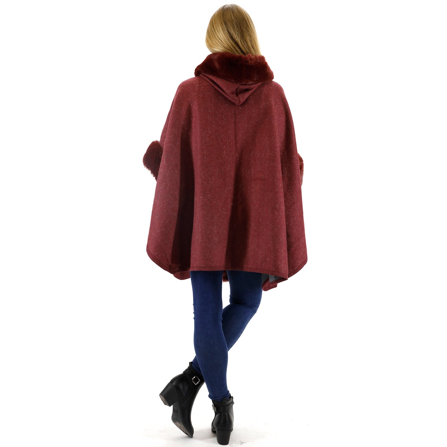 FUR HOODIE SHAWL P183 (3PC)