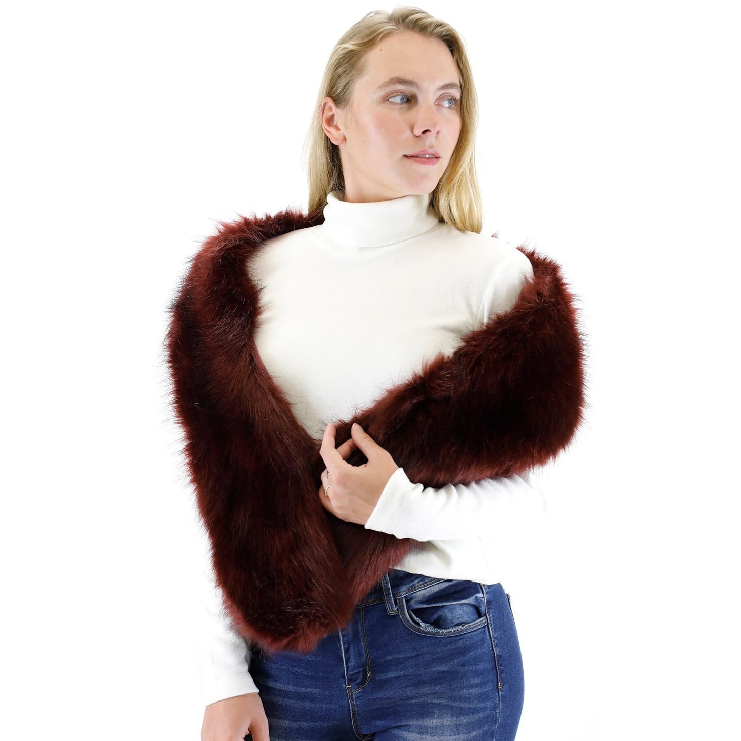 FAUX FUR SHAWL NARROW P7240 (3PC)