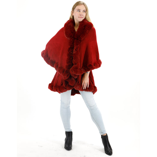 Solid Color Fur Double Layer Poncho SH925. (2PC)