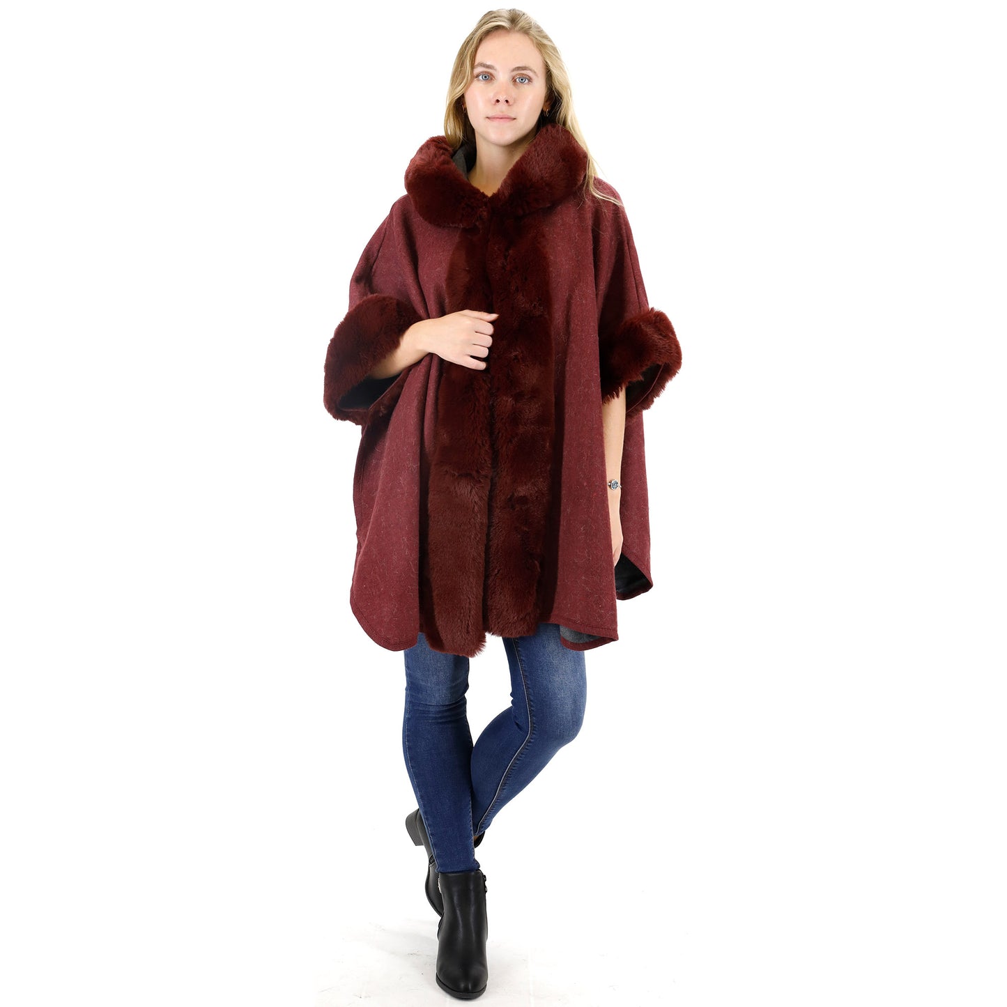 FUR HOODIE SHAWL P183 (3PC)