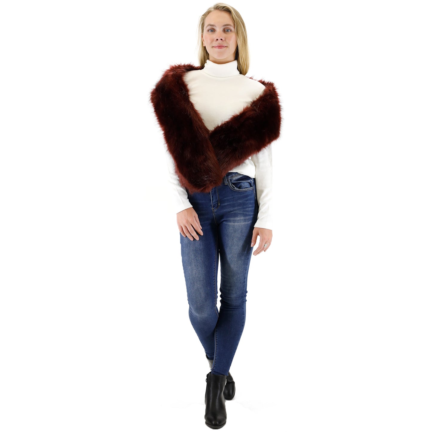 FAUX FUR SHAWL NARROW P7240 (3PC)
