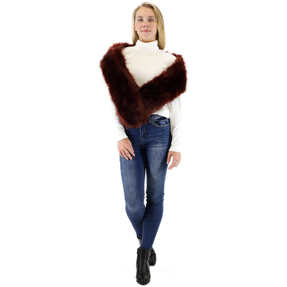 FAUX FUR SHAWL NARROW P7240 (3PC)