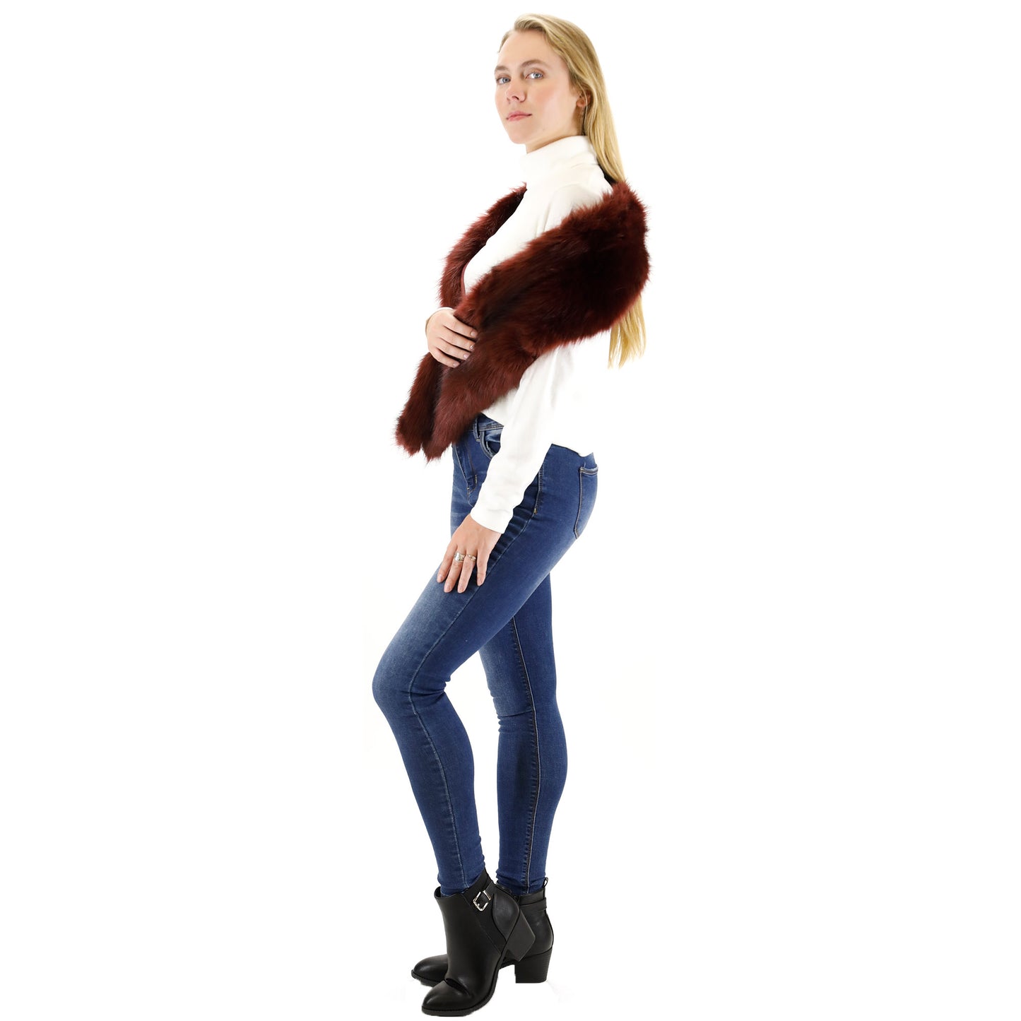 FAUX FUR SHAWL NARROW P7240 (3PC)