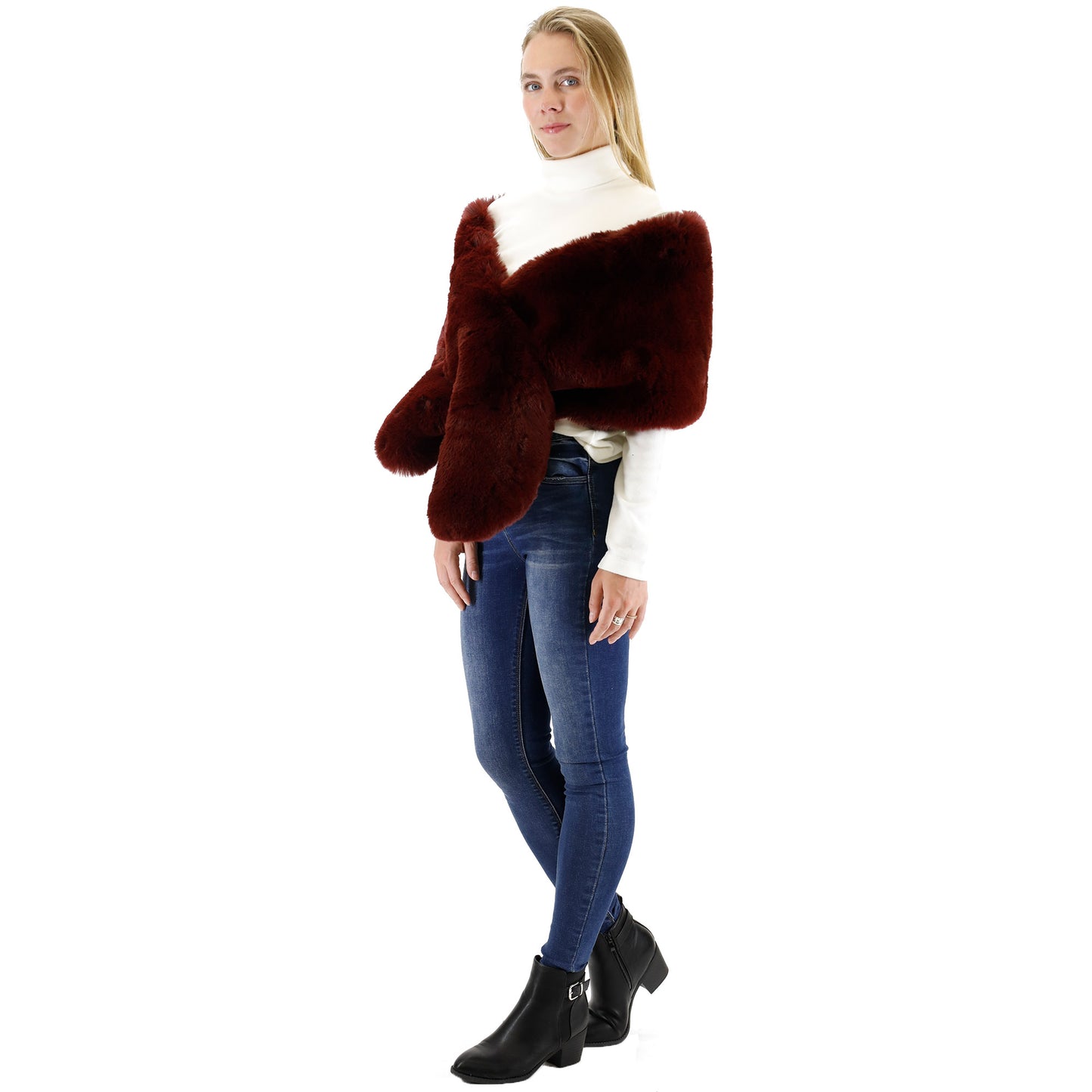 MINK FUR SHAWL WIDE P3735 (3PC)