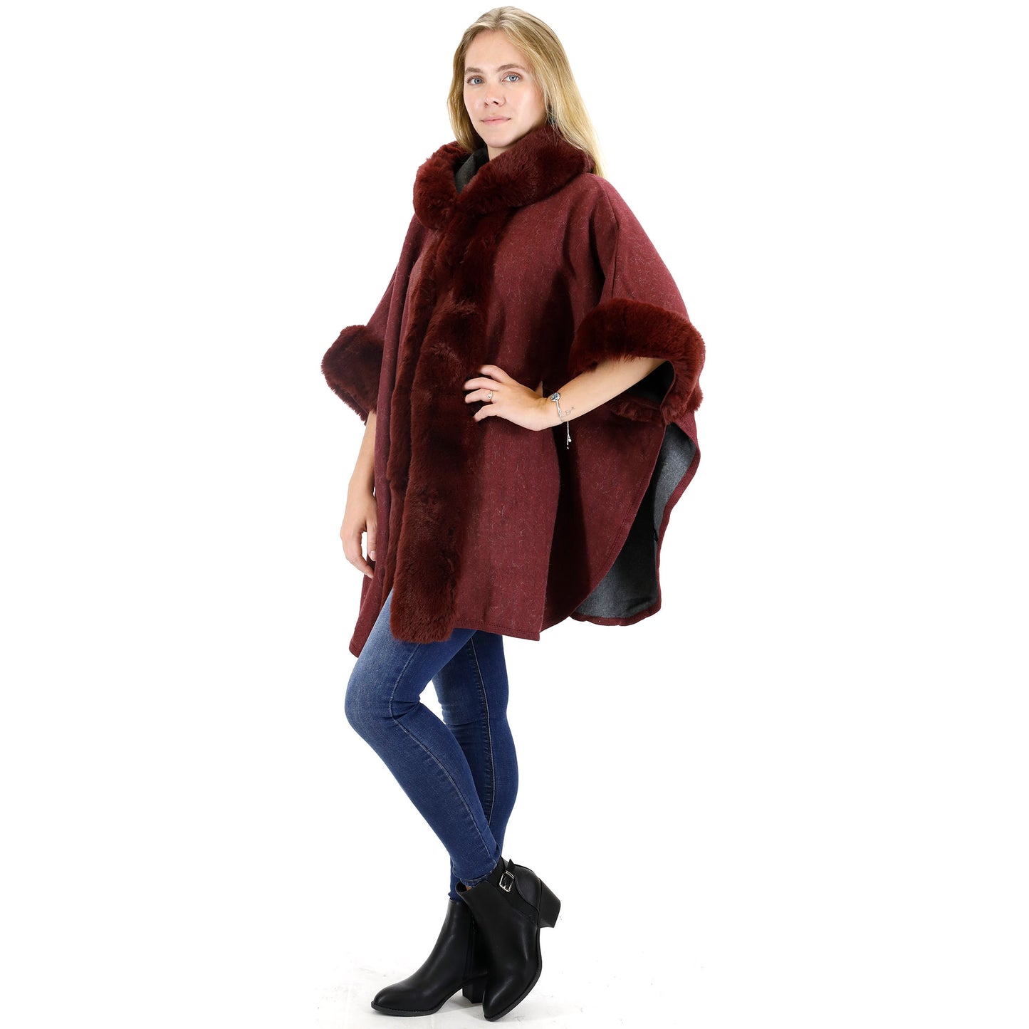 FUR HOODIE SHAWL P183 (3PC)