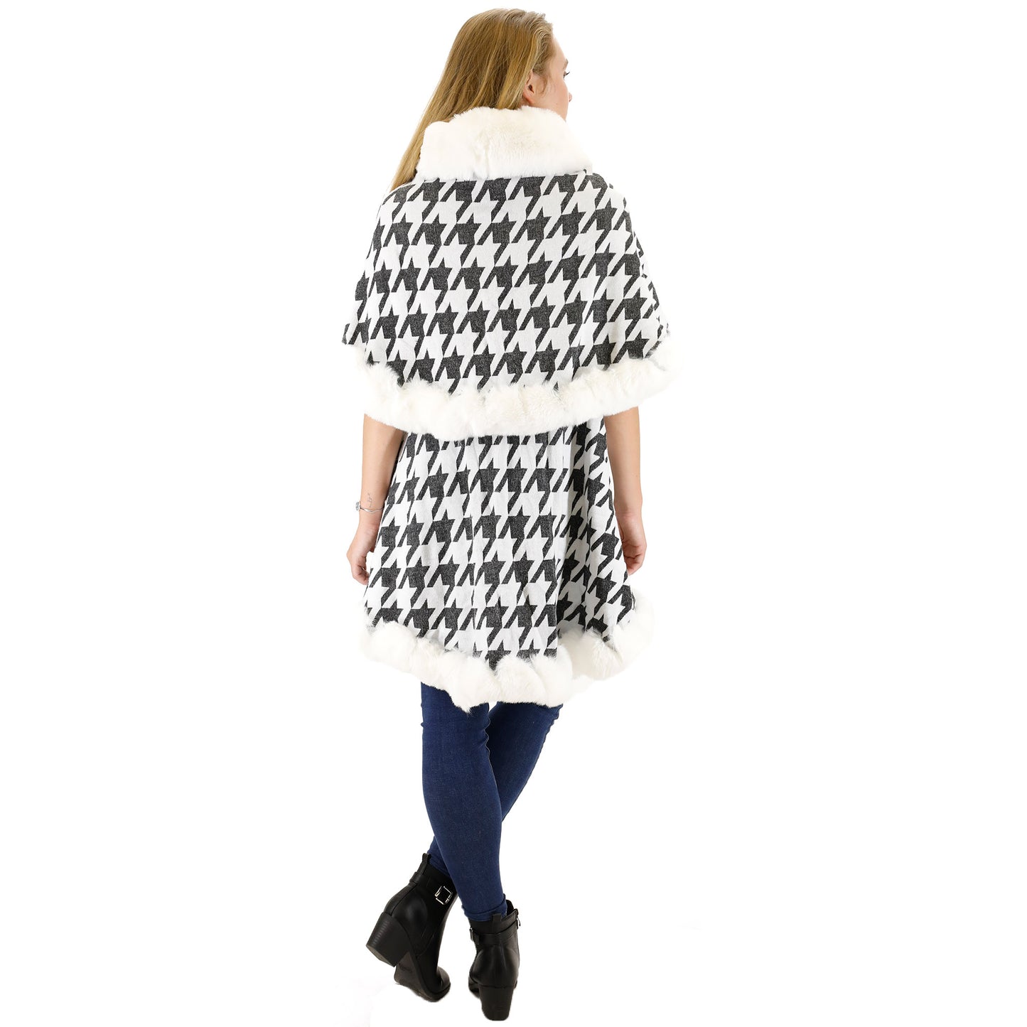 STAR PATTERN FUR DOUBLE LAYER SHAWL P3111 (3PC)