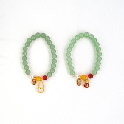 Natural Jade Charm Bracelet CBR3909-3 (12PC)