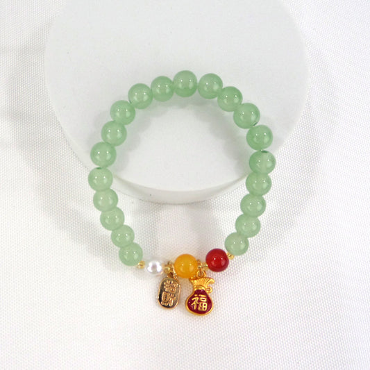 Natural Jade Charm Bracelet CBR3909-3 (12PC)