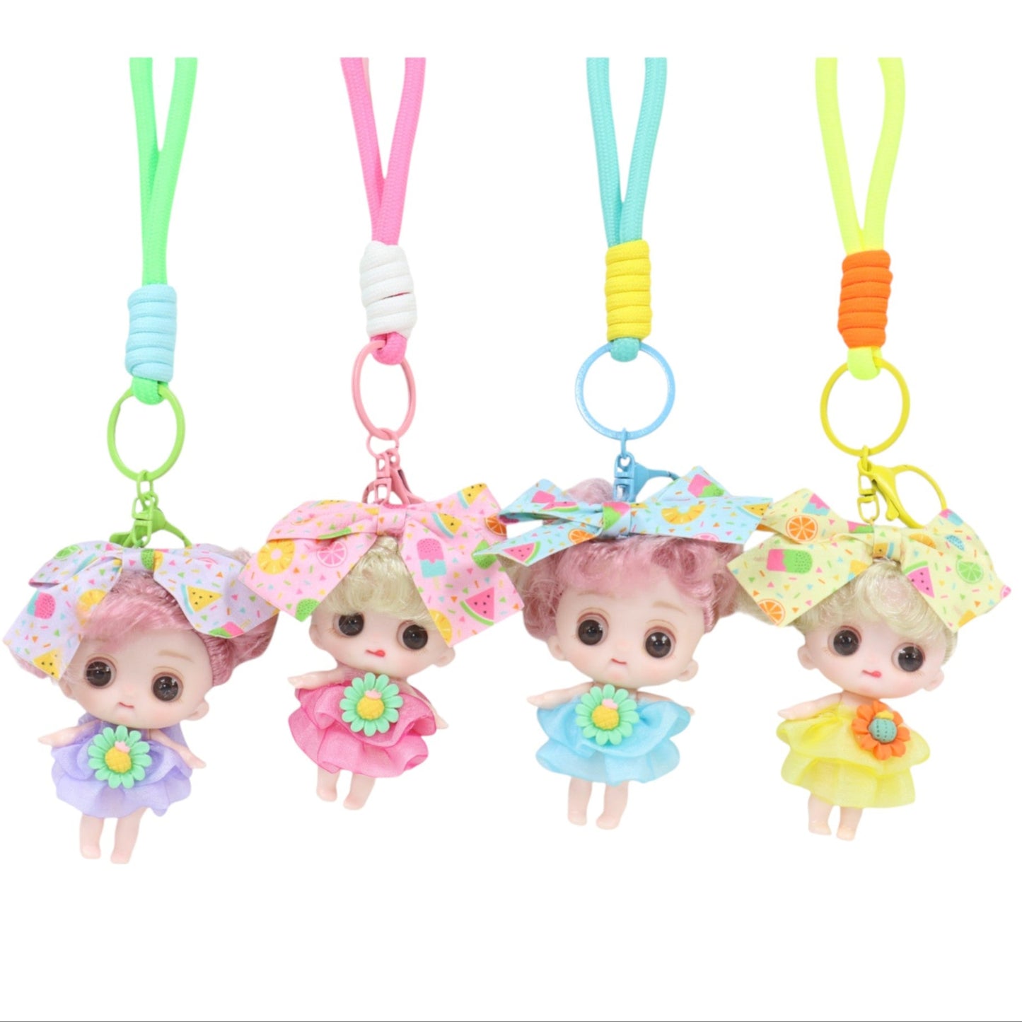 Flower Fairy Ribbon Strap Keychain KC1205-46-C (12PC)
