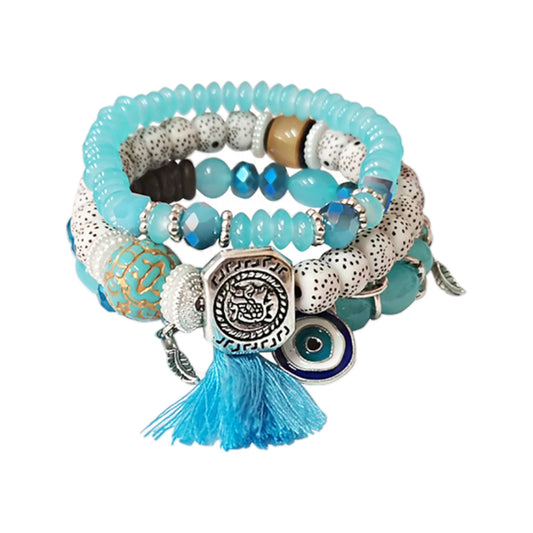 Evil Eye N Tassel Ball Bracelet BR2521-36. (12PC)