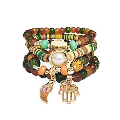 Pearl N Hamsa Charm Ball Bracelet BR2521-58. (12PC)