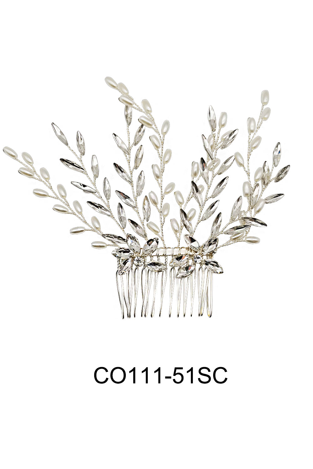 Pearl Crystal Decor Tiara Hair Comb CO111-51 (1pc)