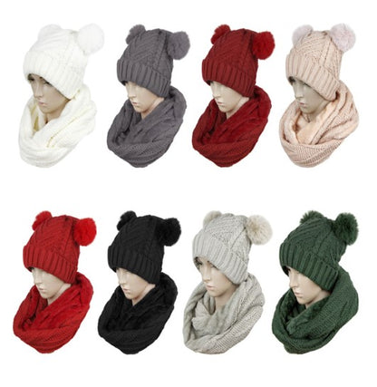 Pom Pom Beanie and Scarf Set CP3157 (12PC)