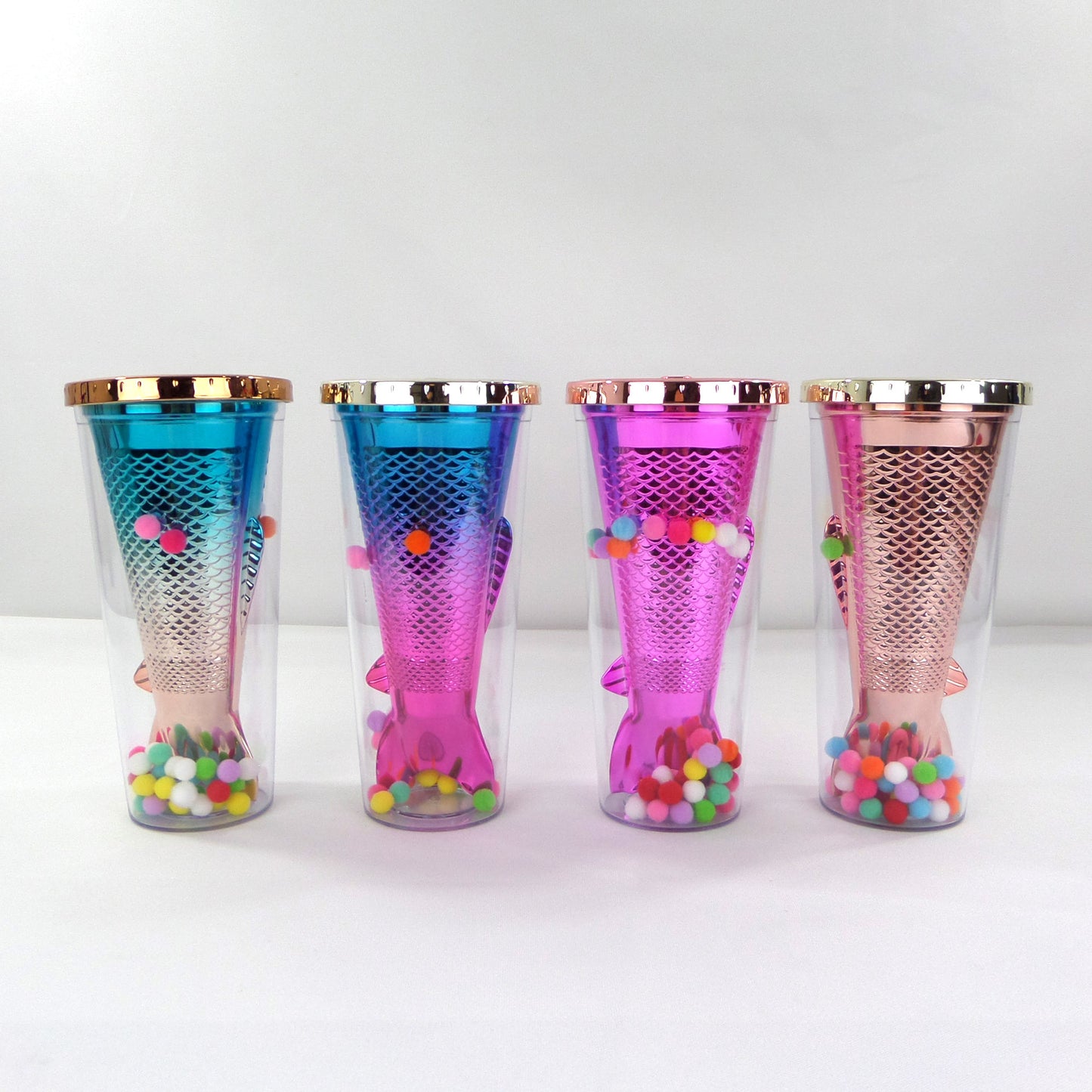 Mermaid Pom Pom Decor Venti Tumbler With Straw CP3731-1 (12PC)