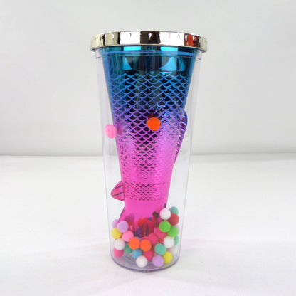 Mermaid Pom Pom Decor Venti Tumbler With Straw CP3731-1 (12PC)