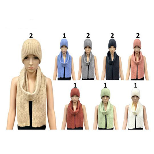 KNITTED BEANIE SCARF SET CP4009 (12PC)